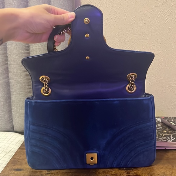 100% Authentic Royal Blue Velvet Gucci Marmont Medium - Picture 5 of 9